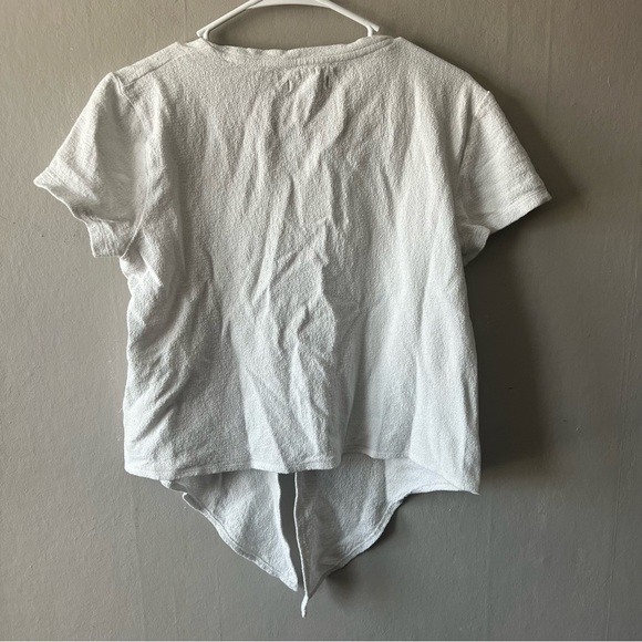 Madewell White Textured Tie Front Top Size Medium - Picture 6 of 7